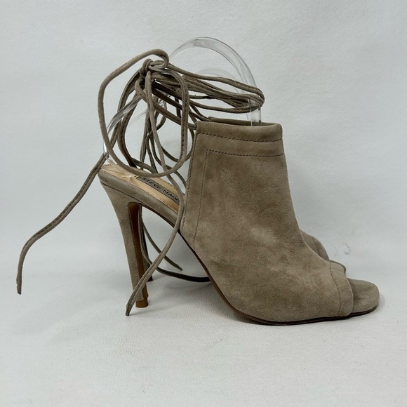 Steve Madden Taupe Sophie Sandals Peep Toe, Tie Up Mule Bootie Size 8.5 - Picture 2 of 12